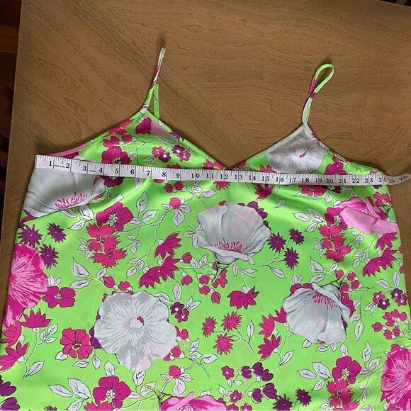Neon Green Floral Midi Dress Size 20 - Picture 5 of 7